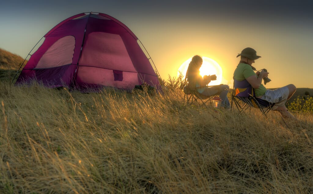 Camp at sunset