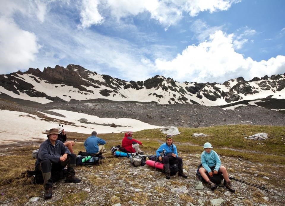 Group of hikers resting