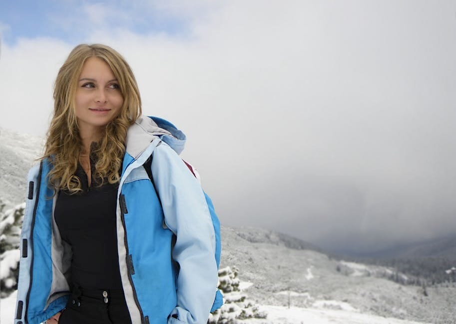 Female Hiking in Winter