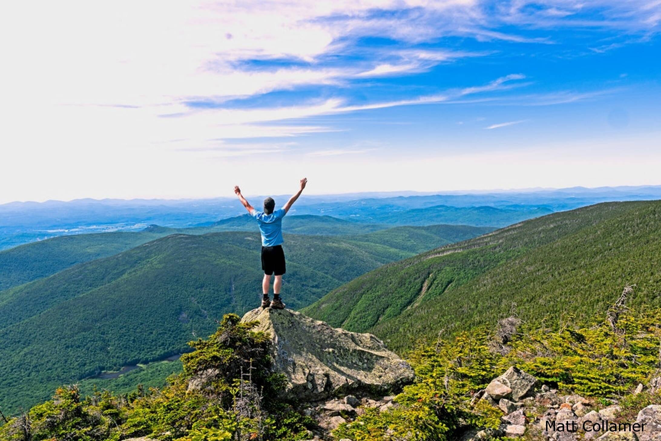 Early morning hiker atop White Mtn peak