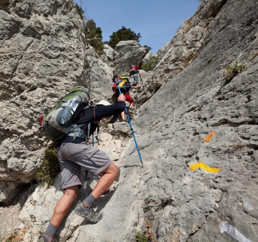 Rock climbers using Aarn ultralite backpacks