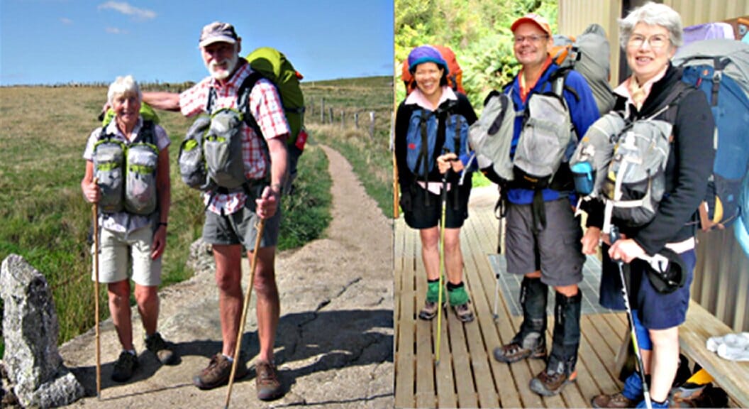 Hiking groups wearing Aarn packs